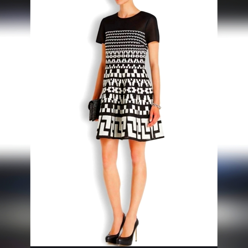 DKNY black and white color block dress